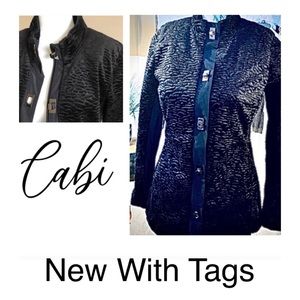 NWT Cabi Black crushed Embossed Velvet Jacket